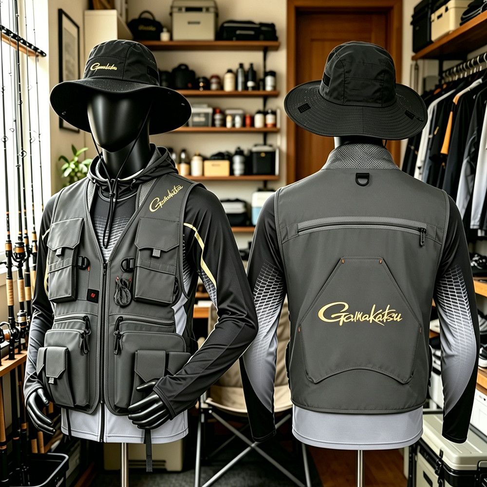 Gamakatsu Men Multi-Pocket Fis - đánh giá và giá Fishing Rain Suit