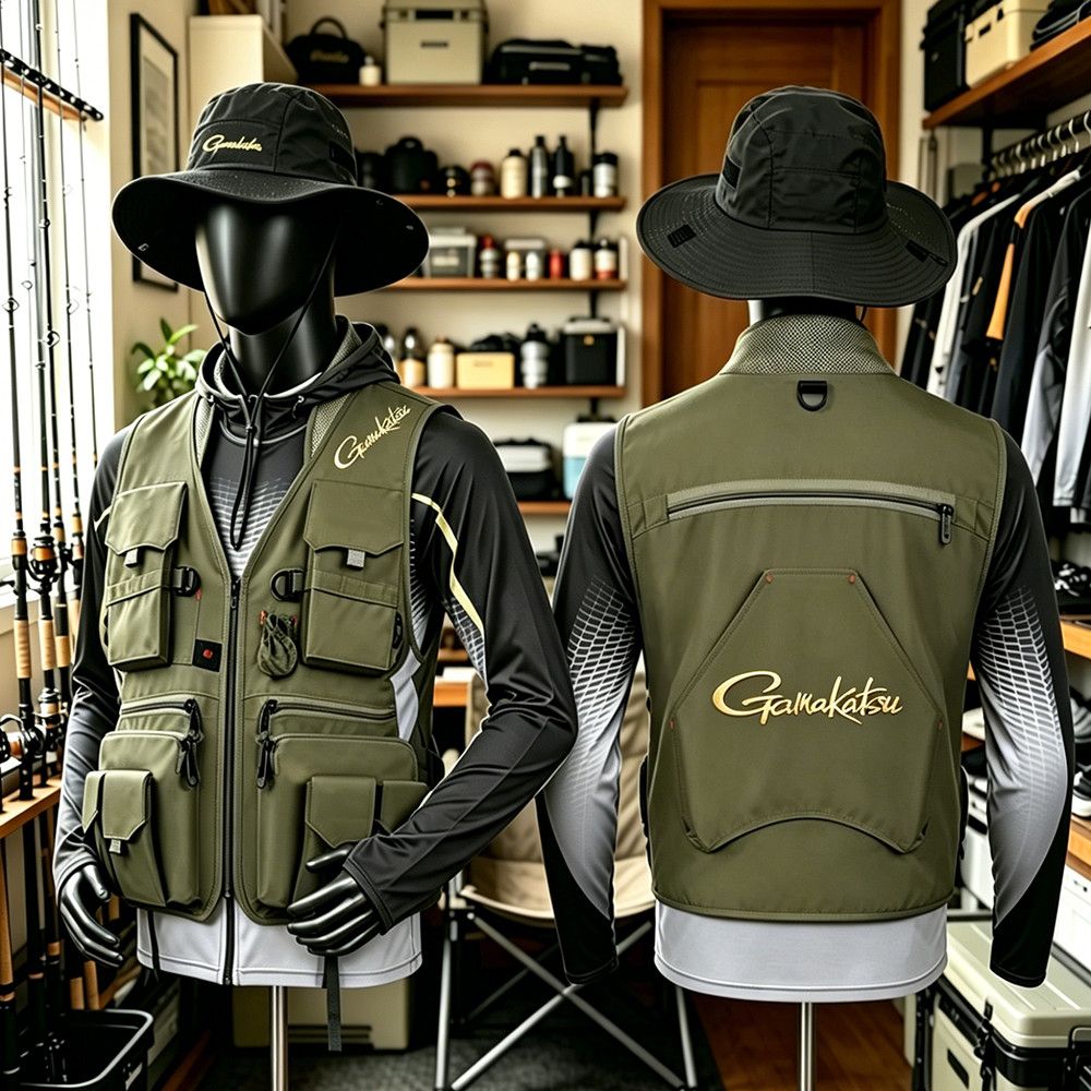 Gamakatsu Men Multi-Pocket Fis - đánh giá và giá Fishing Rain Suit